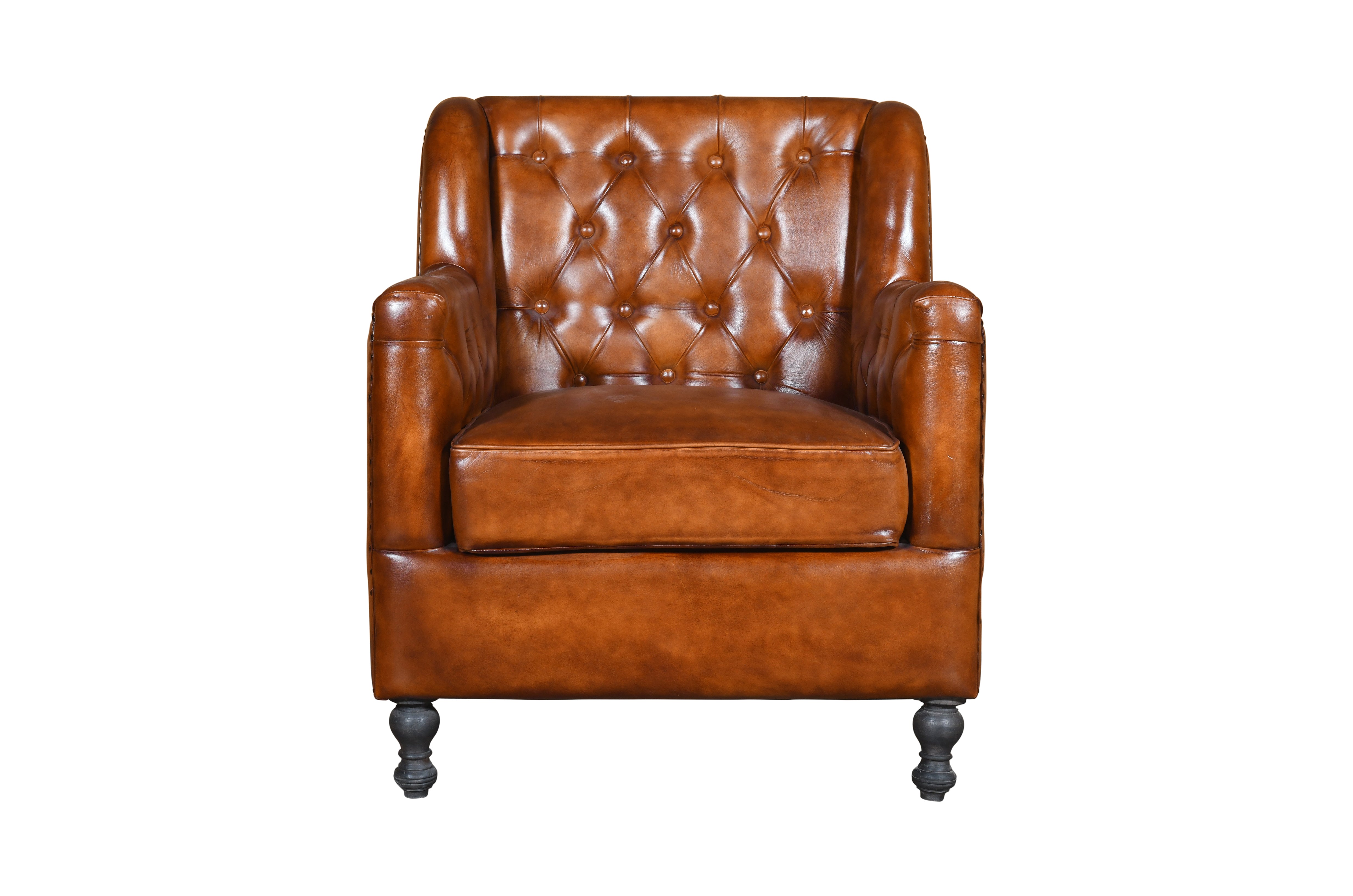Duraster Chesterfield Colonial Vintage Brown One Seater Sofa #97 - Image 2