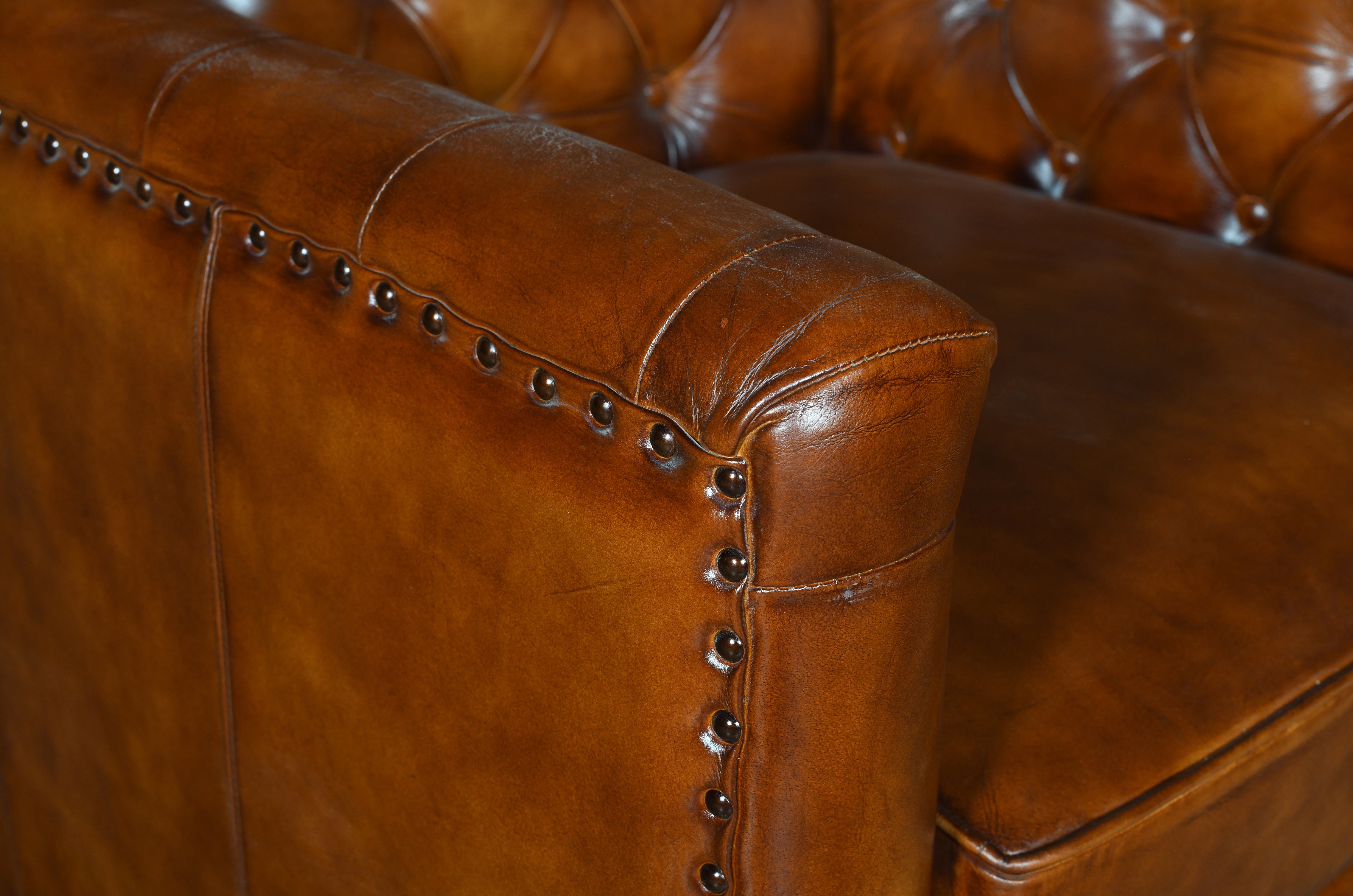 Duraster Chesterfield Colonial Vintage Brown One Seater Sofa #97 - Image 3