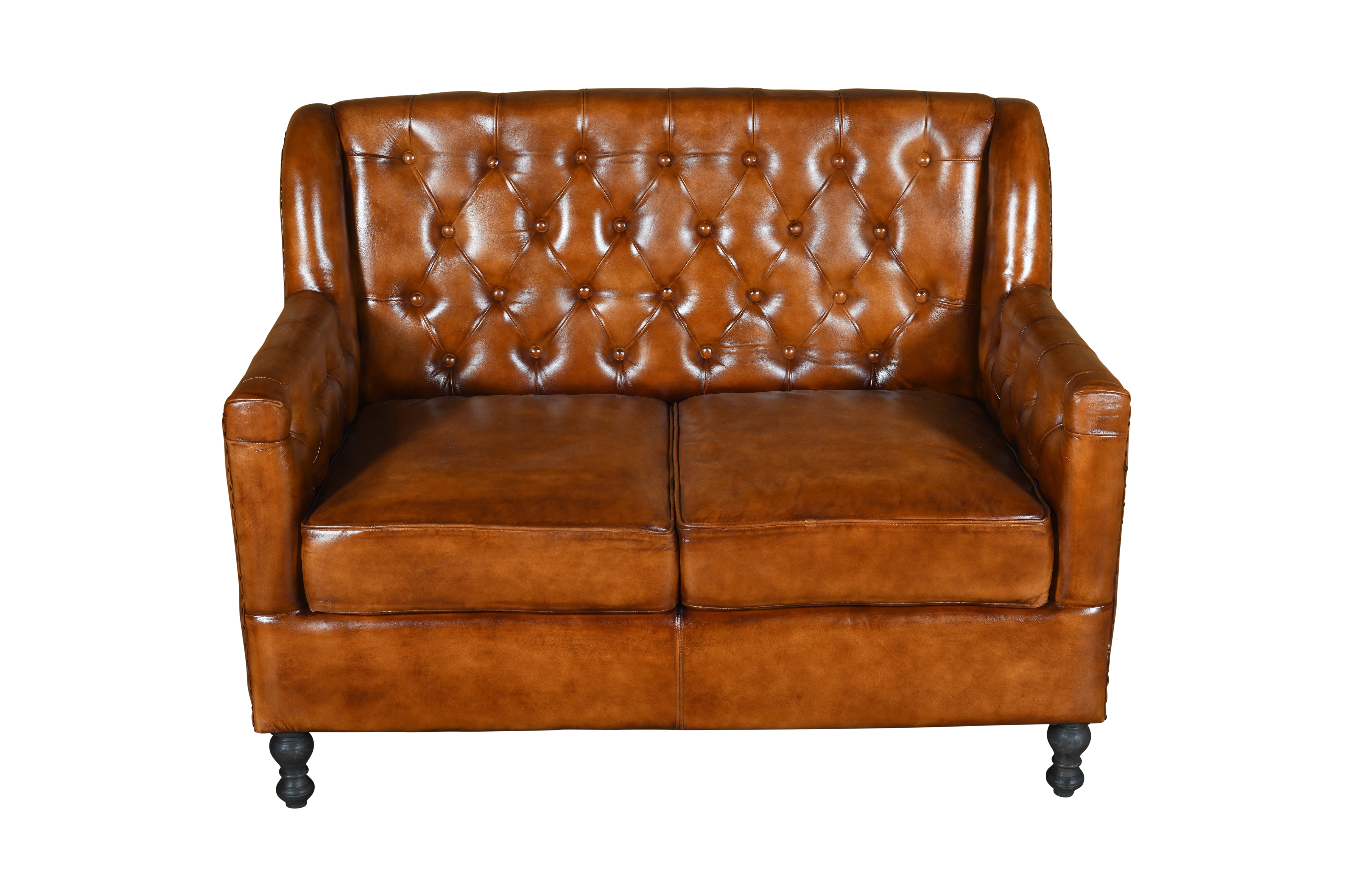 Duraster Chesterfield Colonial Vintage Brown Two Seater Sofas #98 - Image 2