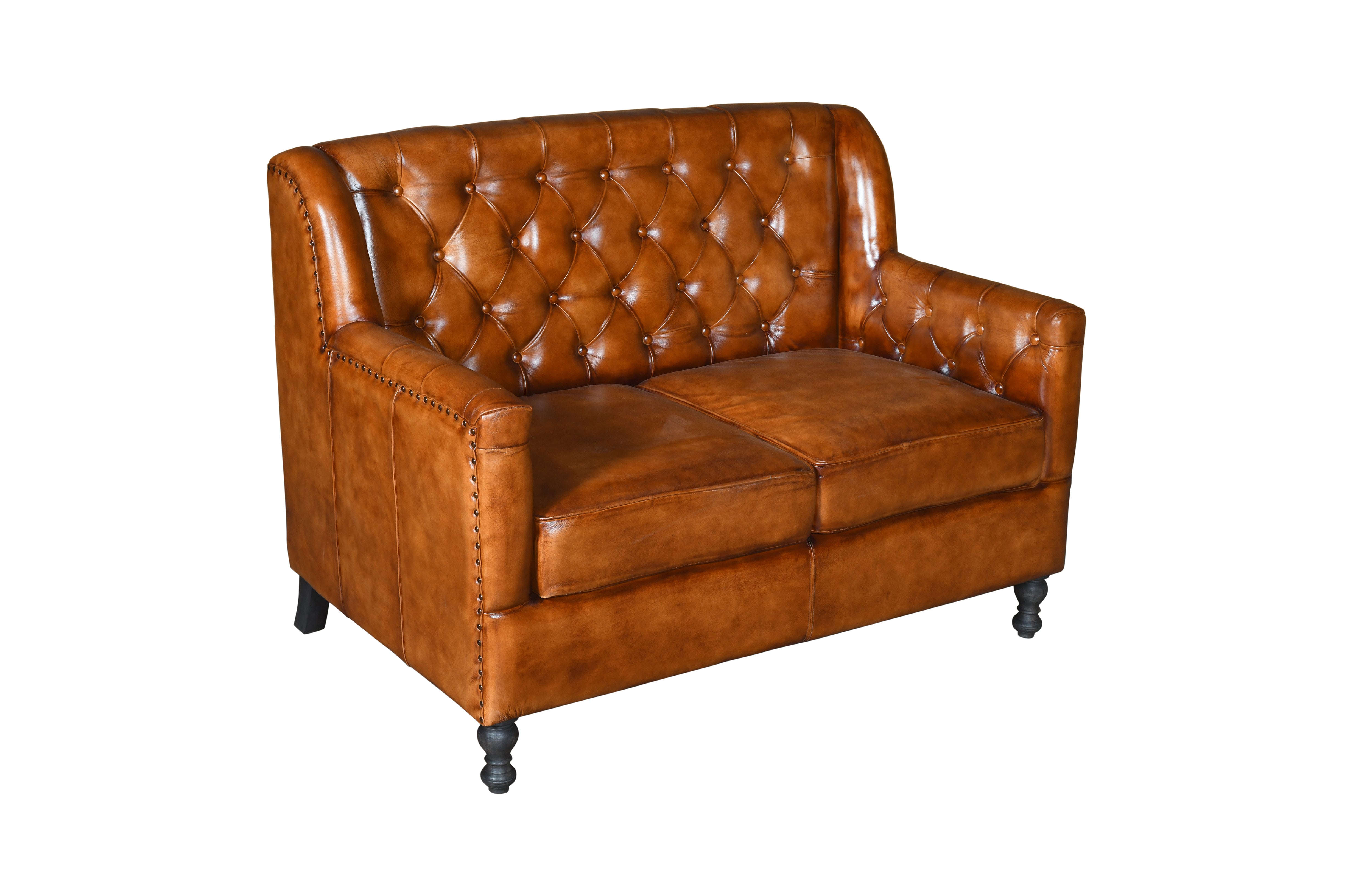 Duraster Chesterfield Colonial Vintage Brown Two Seater Sofas #98 - Image 4