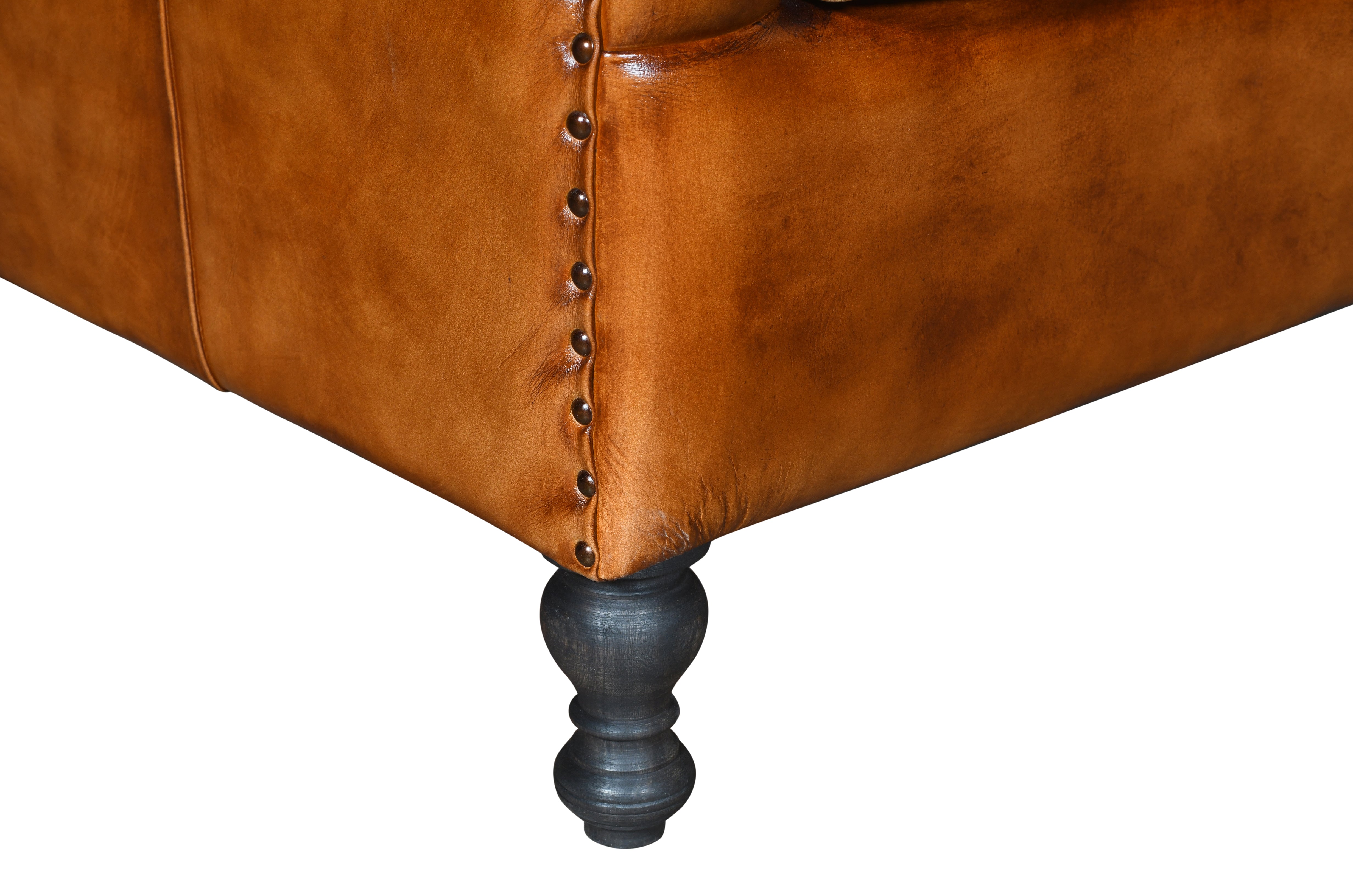Duraster Chesterfield Colonial Vintage Brown Two Seater Sofas #98 - Image 3