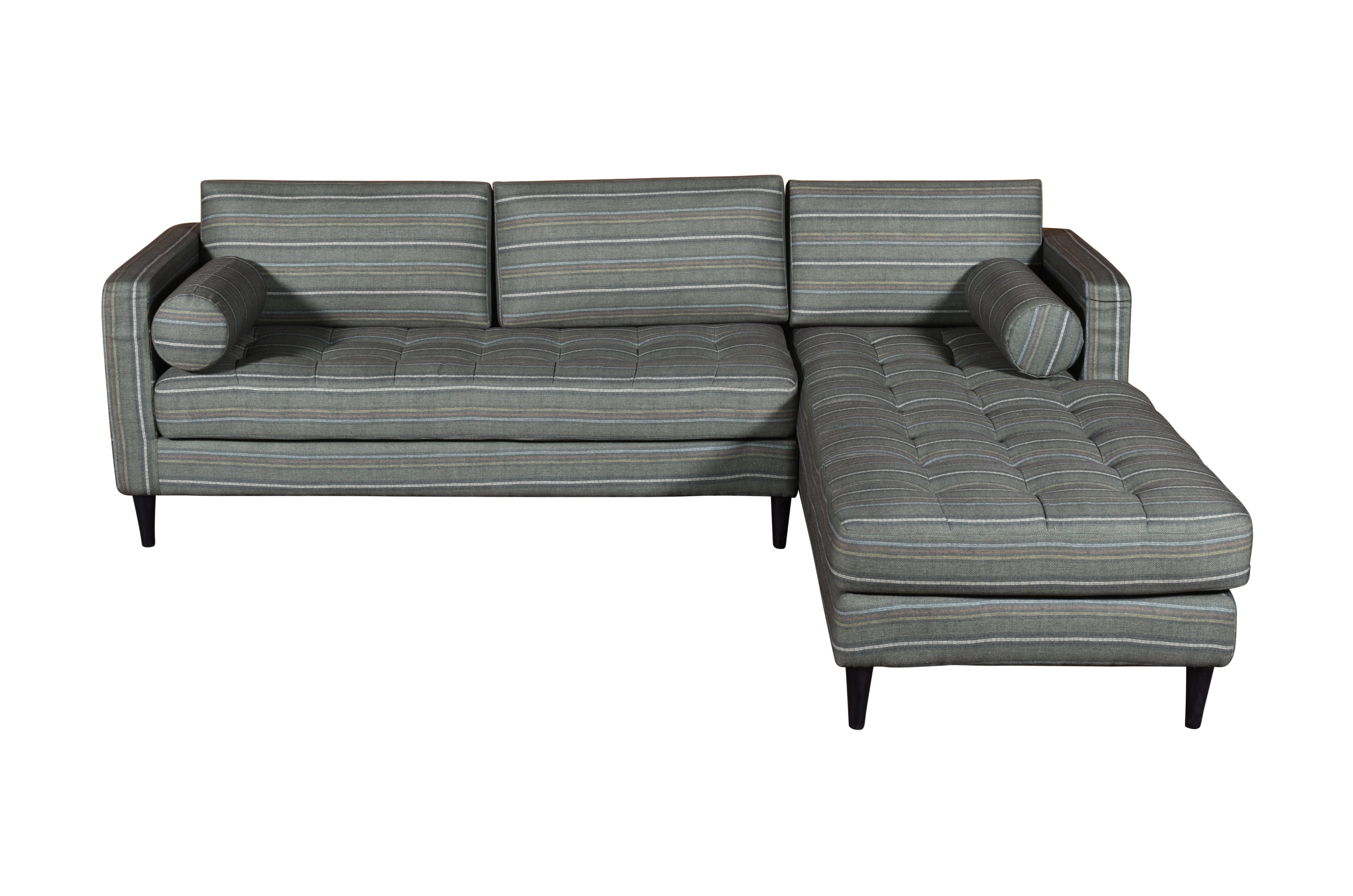 Duraster Diana L-Shape Fabric Sofa (Striped Grey) #91 - Image 2