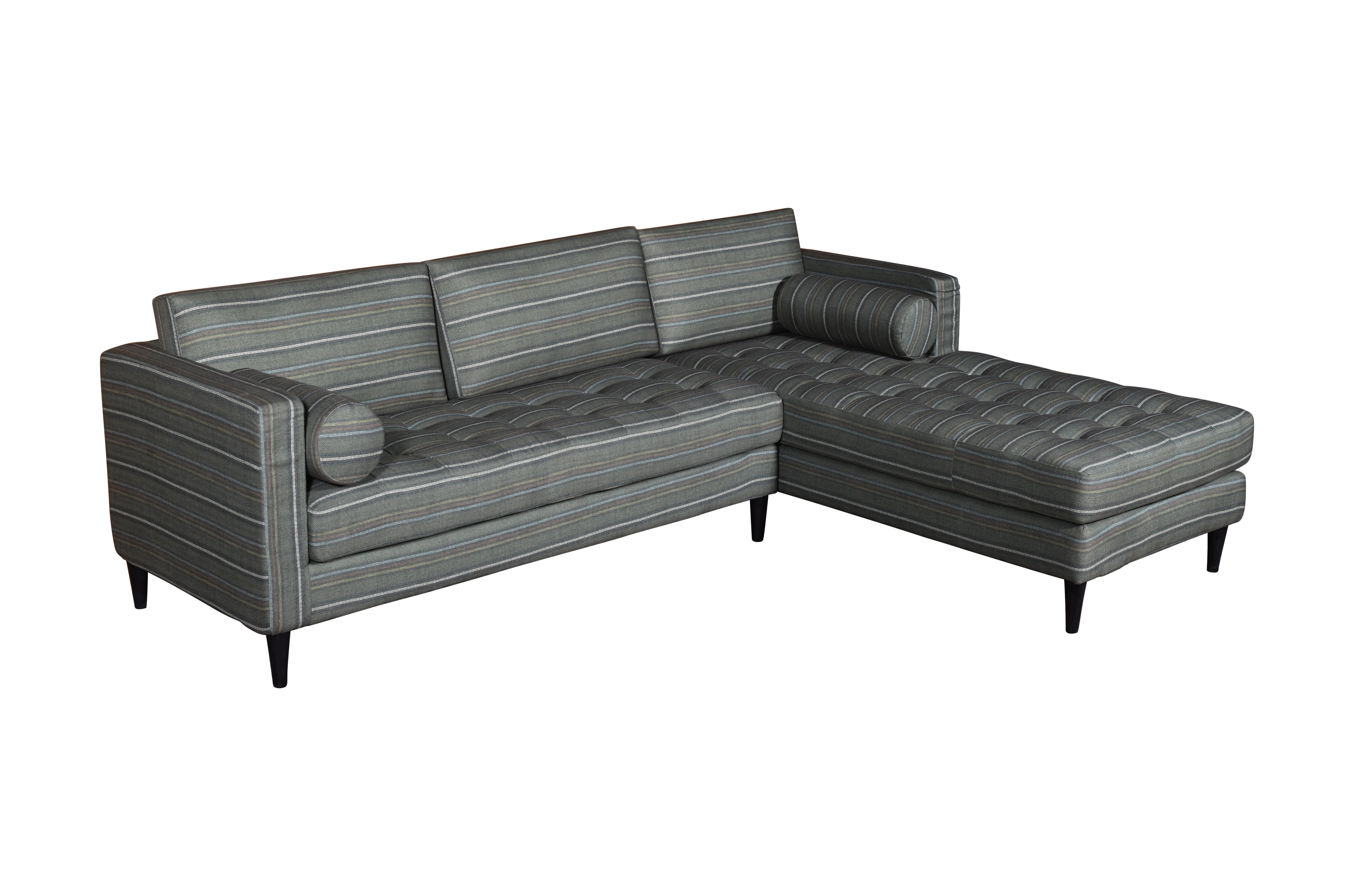 Duraster Diana L-Shape Fabric Sofa (Striped Grey) #91 - Image 4