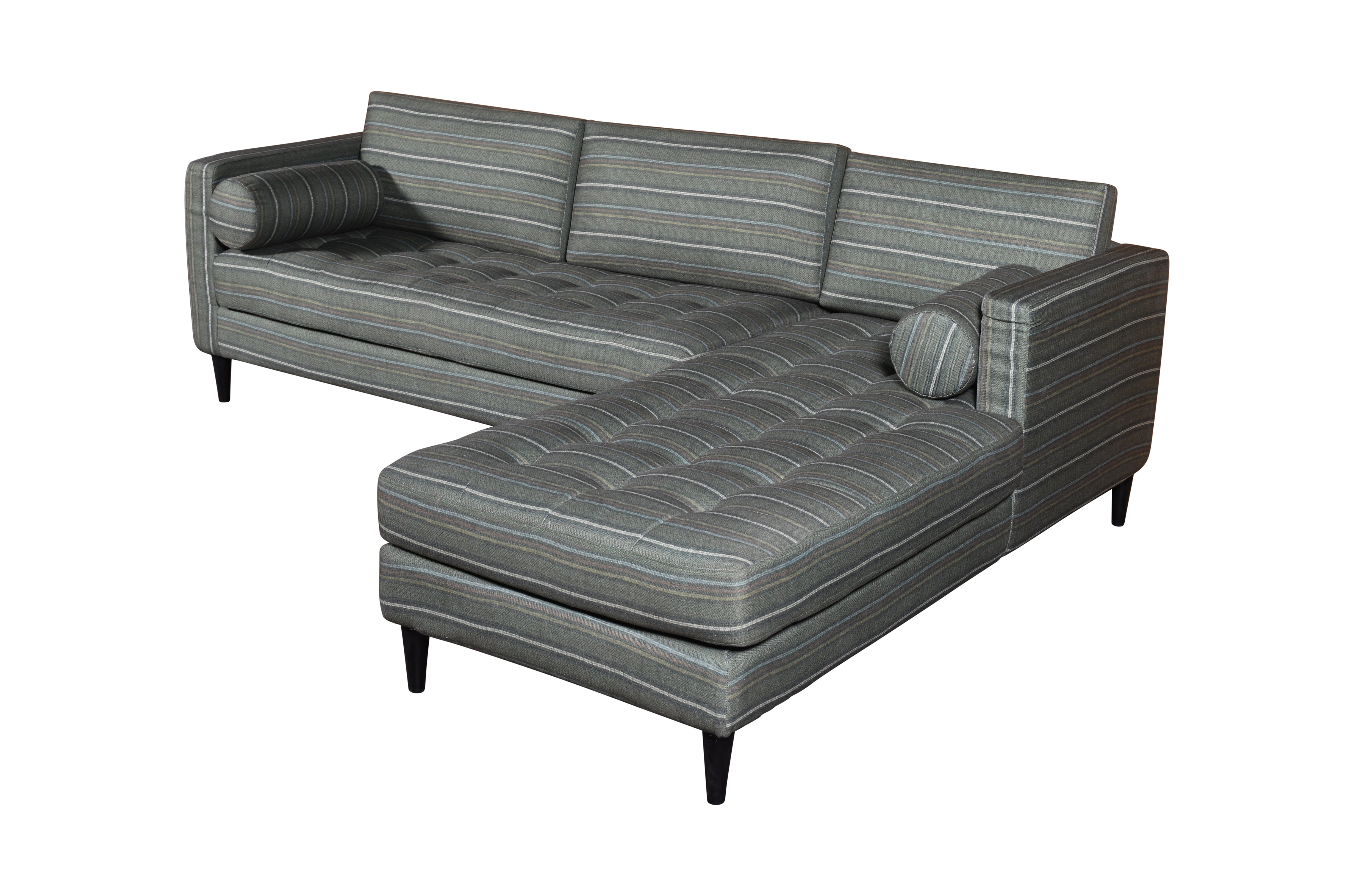 Duraster Diana L-Shape Fabric Sofa (Striped Grey) #91 - Image 3