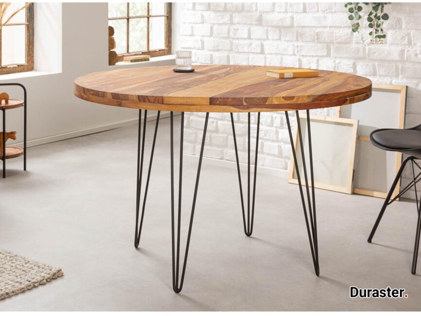 Torpedo Modern Sheesham Wood Dining Table with Iron Legs#3 - Duraster
