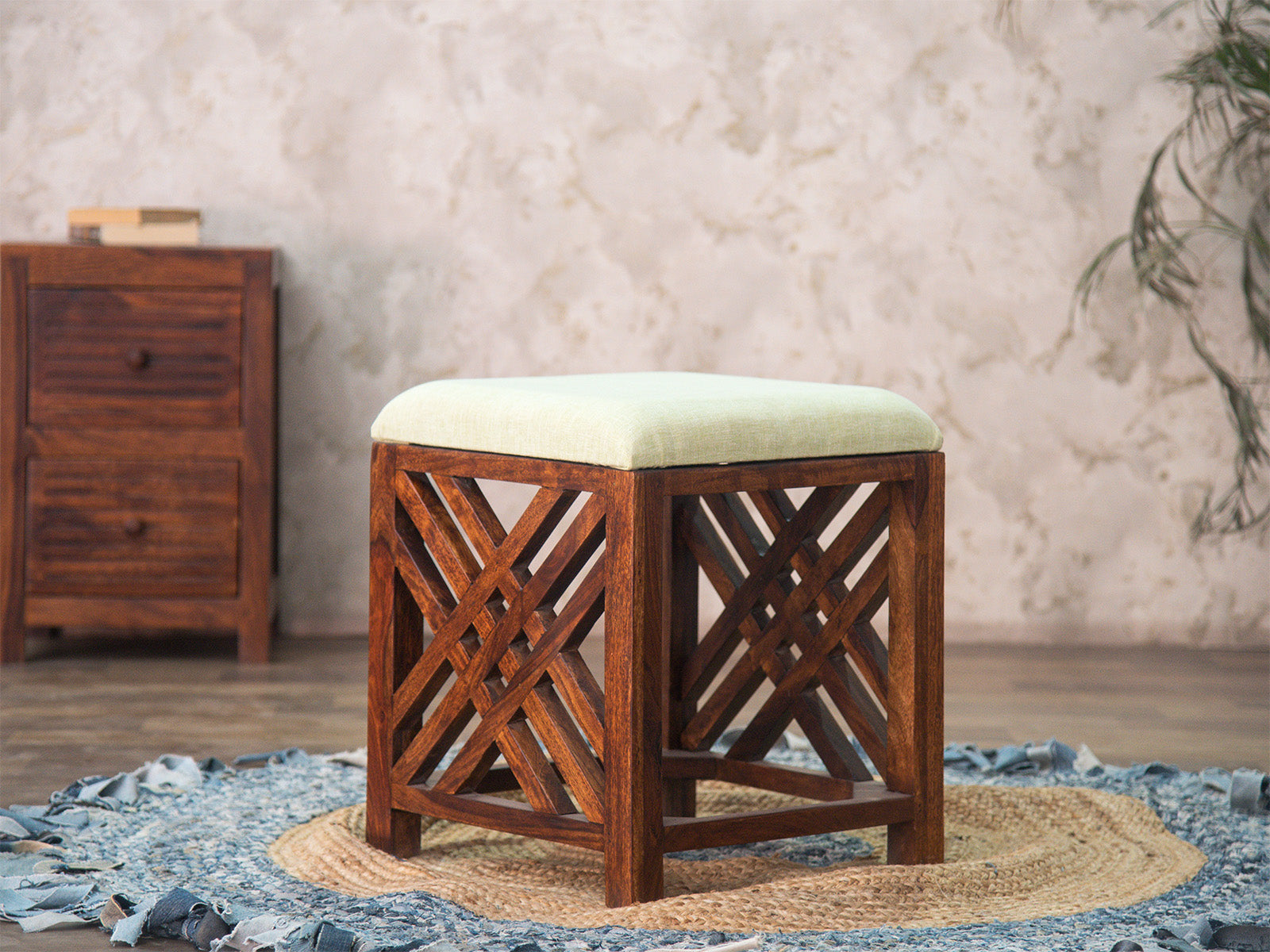 Duraster Ummed Solid Sheesham Wood Footrest Stool/Sitting Stool #1