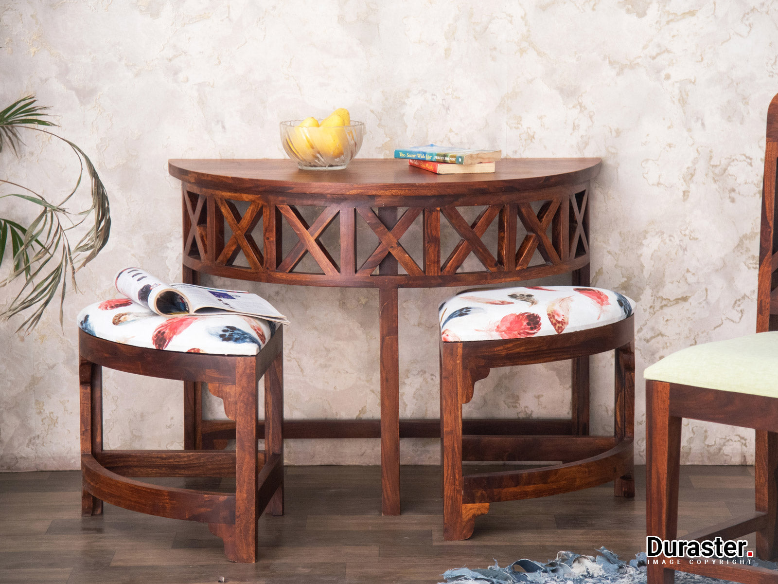 Duraster Ummed Sheesham Wood Console Table with 2 Seats #1 - Image 2