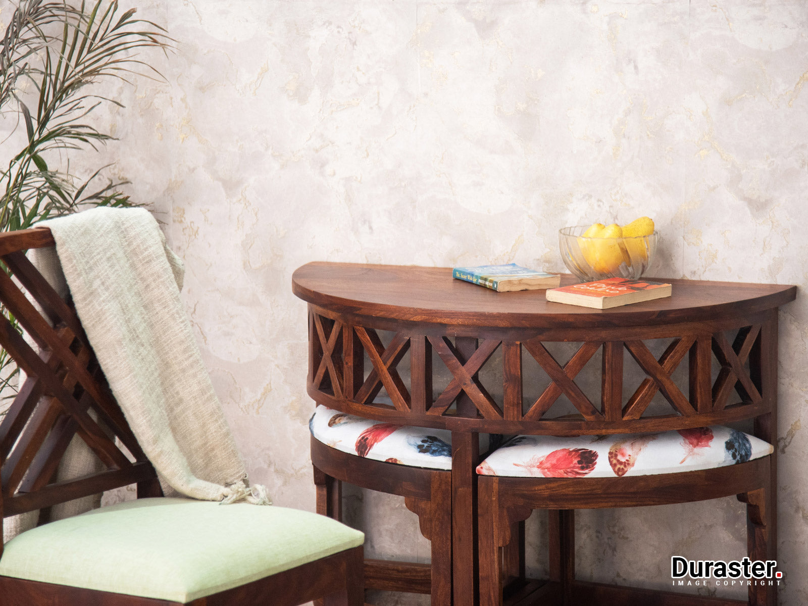 Duraster Ummed Sheesham Wood Console Table with 2 Seats #1 - Image 3