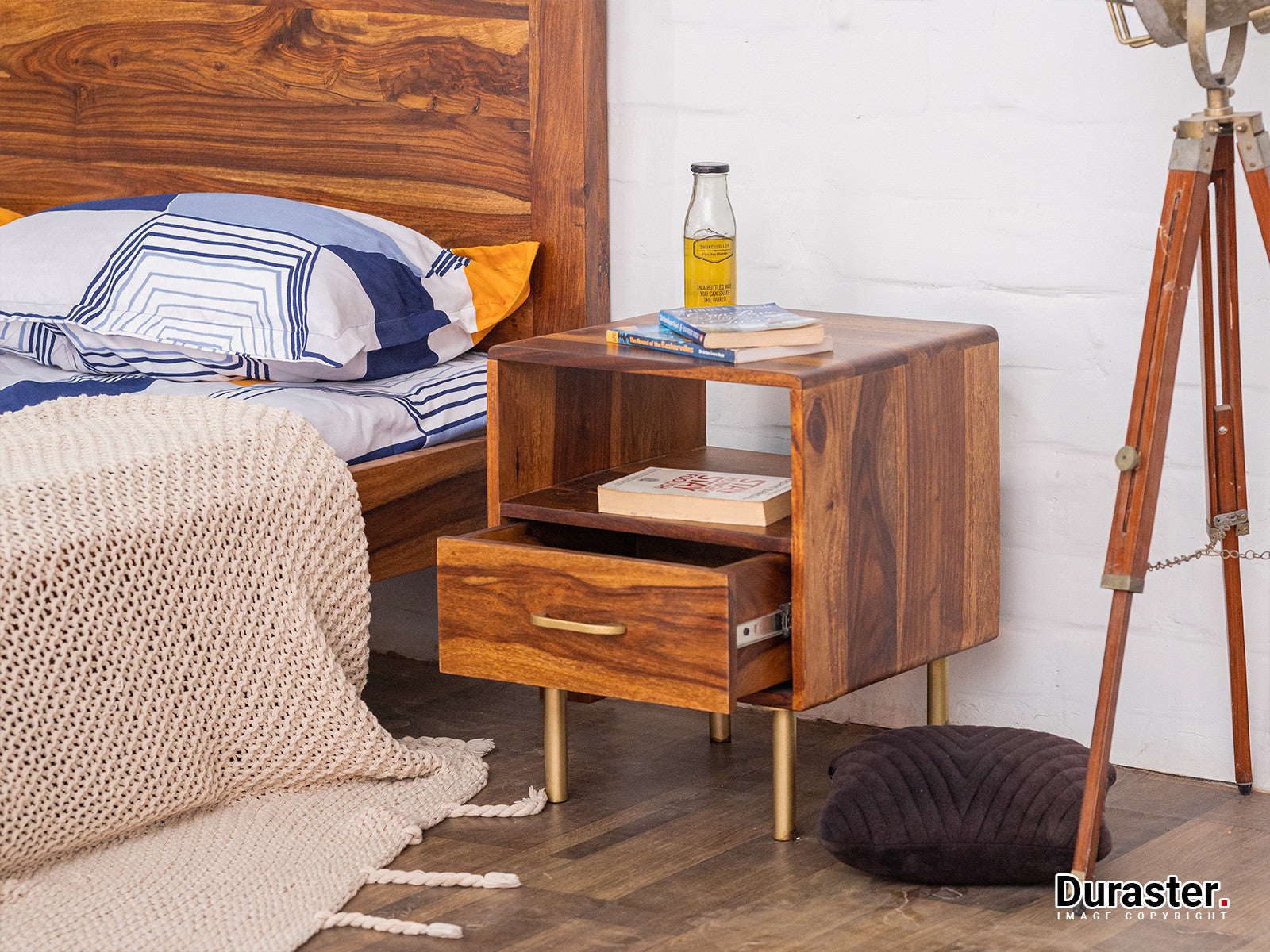 Duraster Vismit Sheesham Wood Bedside Table #3 - Image 2