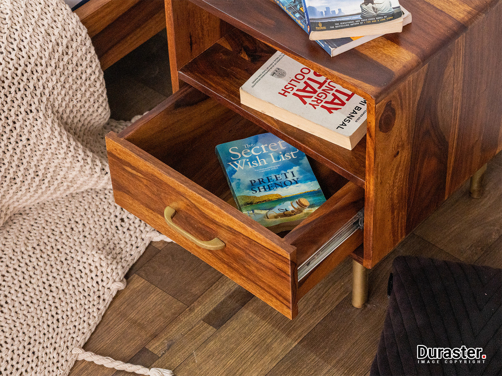 Duraster Vismit Sheesham Wood Bedside Table #3 - Image 4