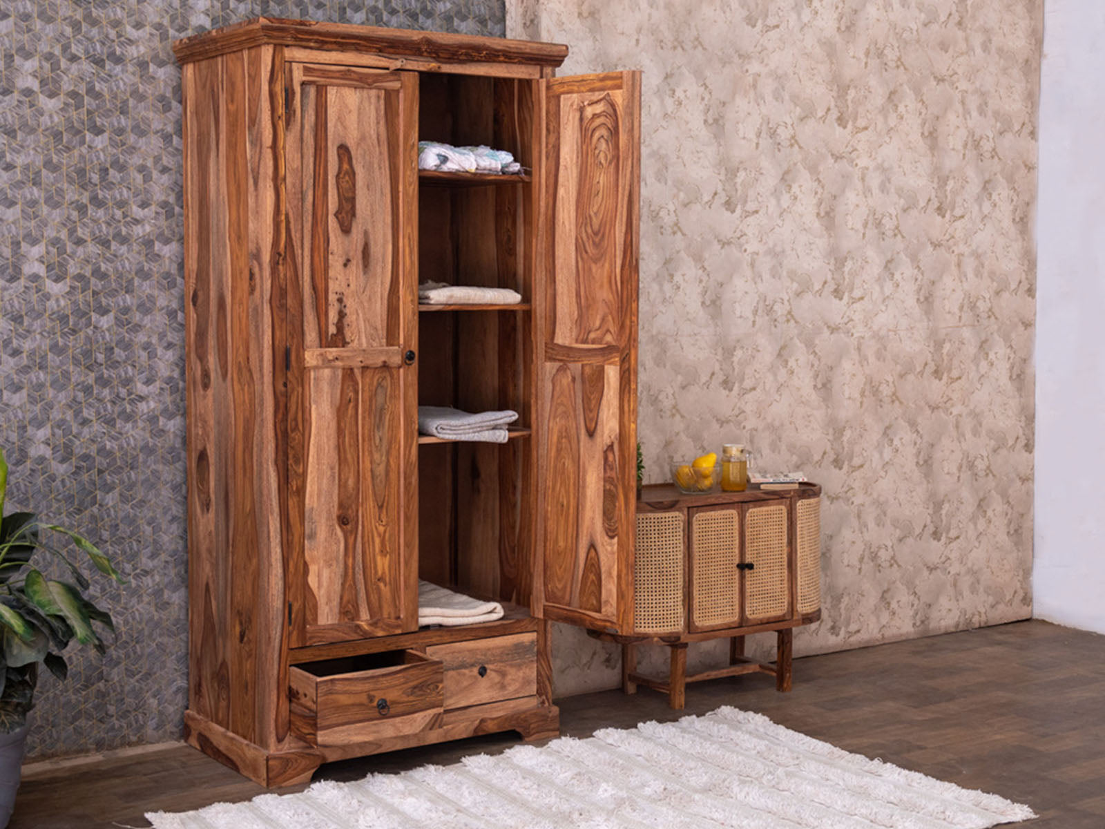 Duraster Hawkin Sheesham Wood Wardrobe #3 - Image 3