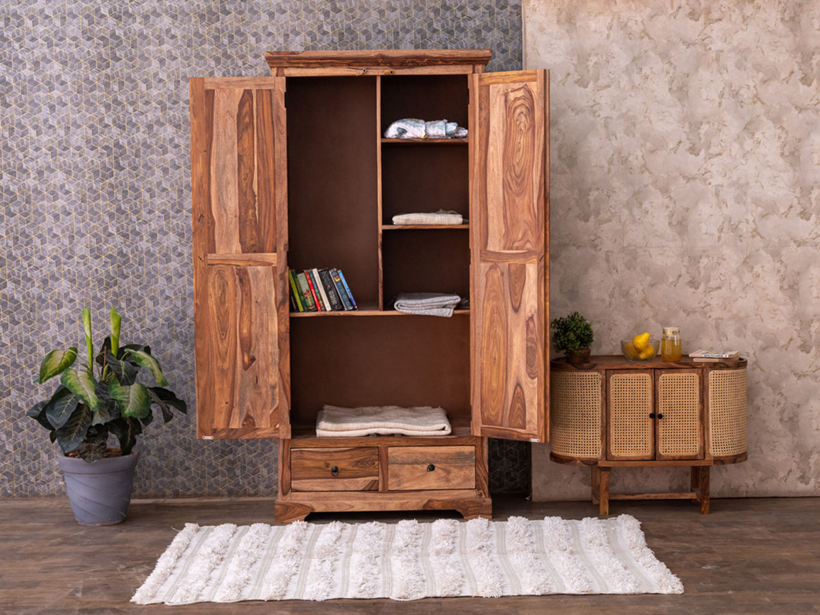 Duraster Hawkin Sheesham Wood Wardrobe #3 - Image 4