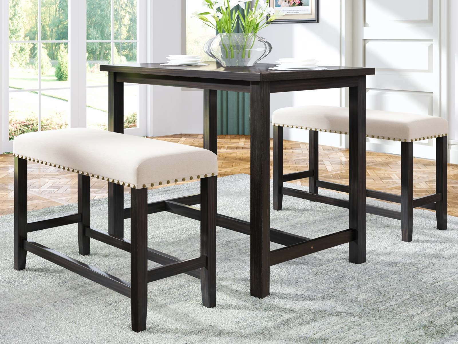 Duraster Black Marina Dining Table Set 4 Seater #15 - Image 3