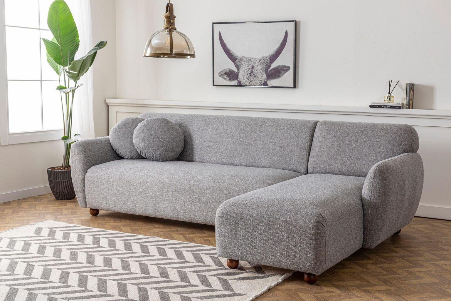 Diana Corner Sofa Light Grey#6 - Duraster