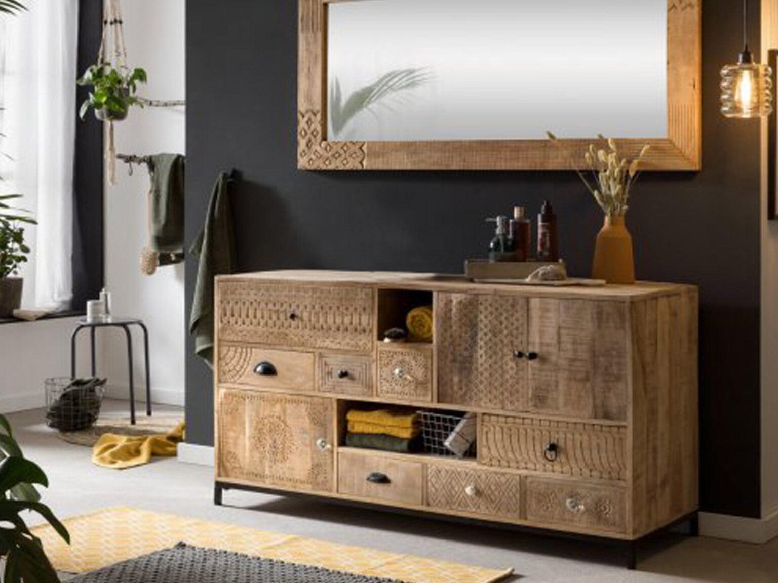 Ajenta Solid Mango wood Chest of Drawers Cabinet #1 - Duraster
