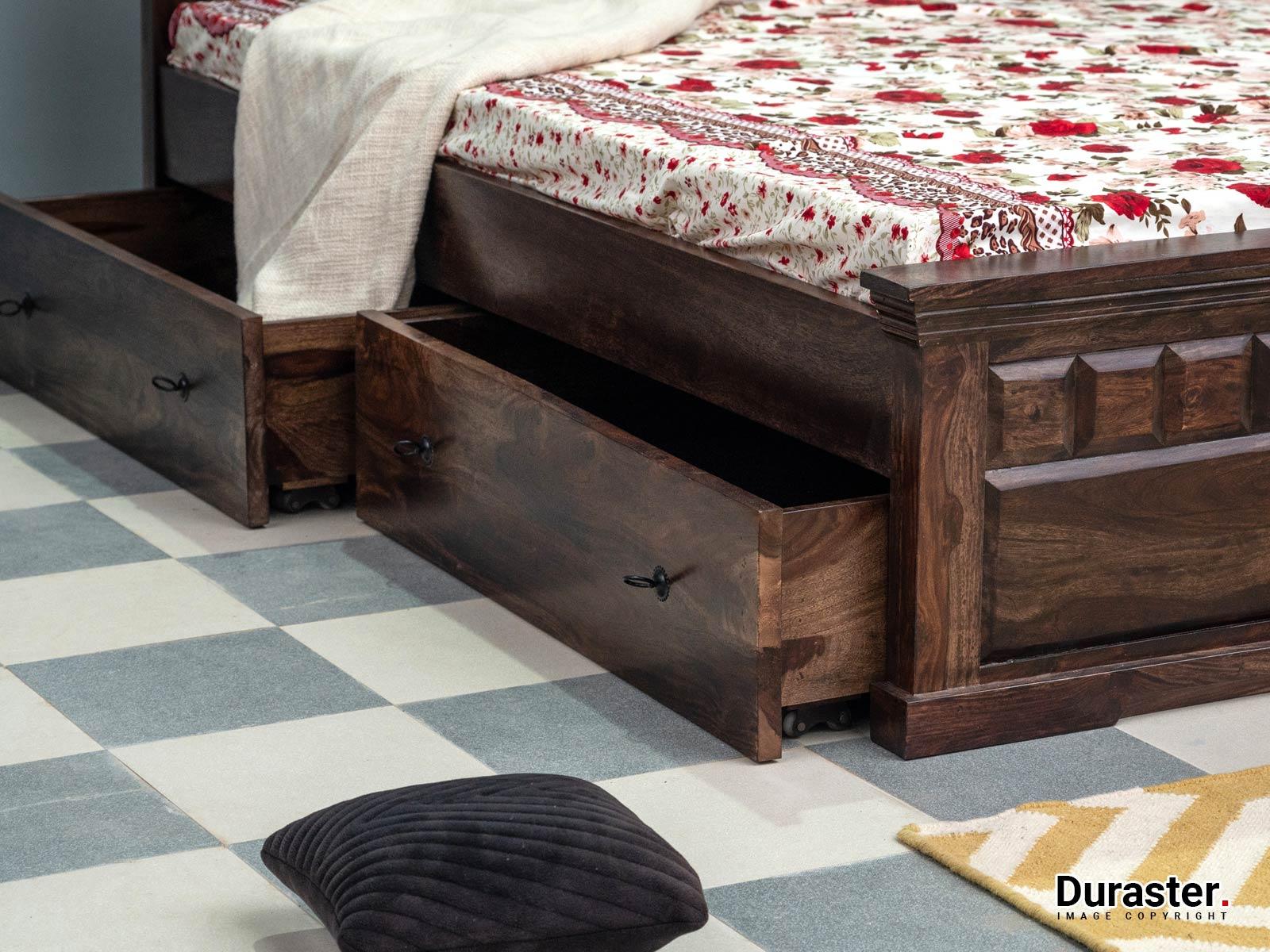 Gangaur Colonial Style Sheesham Wood Storage Bed #4 - Duraster