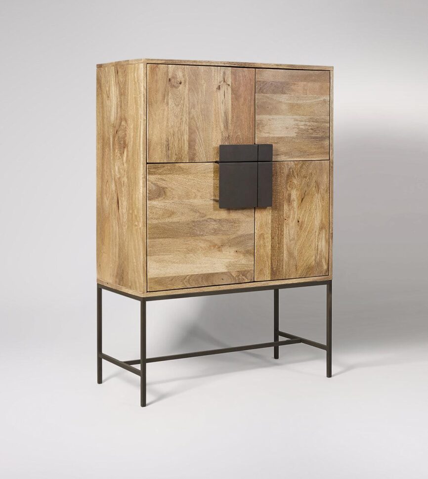 Versaw Bar Cabinet Cabinet Mango Wood & Charcoal #4 - Duraster