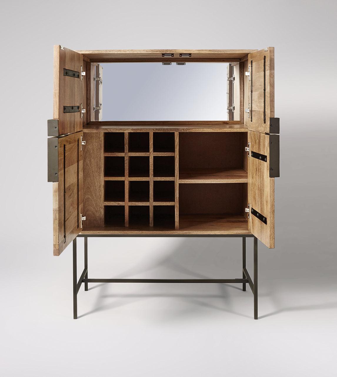 Versaw Bar Cabinet Cabinet Mango Wood & Charcoal #4 - Duraster