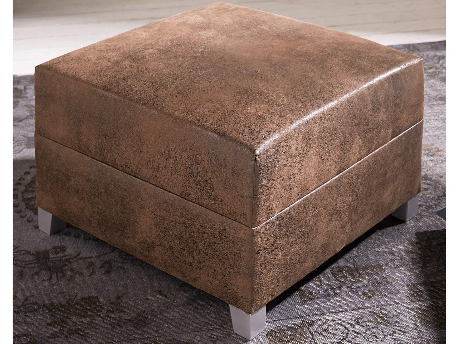 Norwich Vintage Brown Buff Leather Ottoman #30 - Duraster