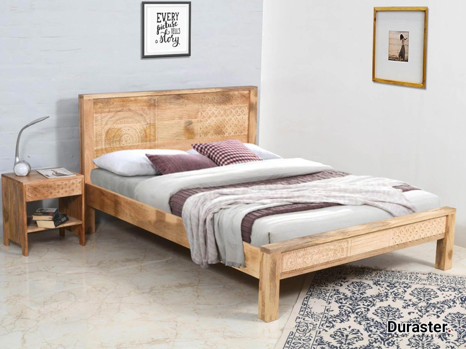 Ajenta Mango Wood Carving Bed#1 - Duraster