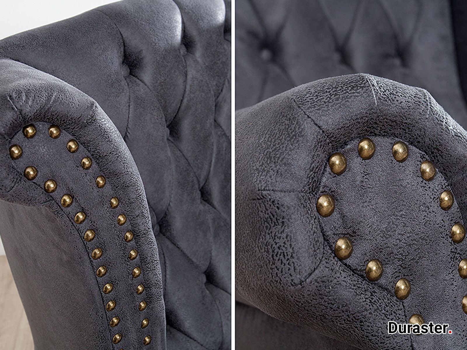 Norwich Colonial Antique Gray Chesterfield Wing Chair #45 - Duraster