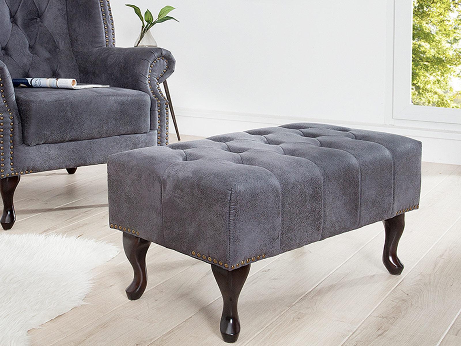 Norwich Chesterfield Antique Gray Ottoman #39 - Duraster