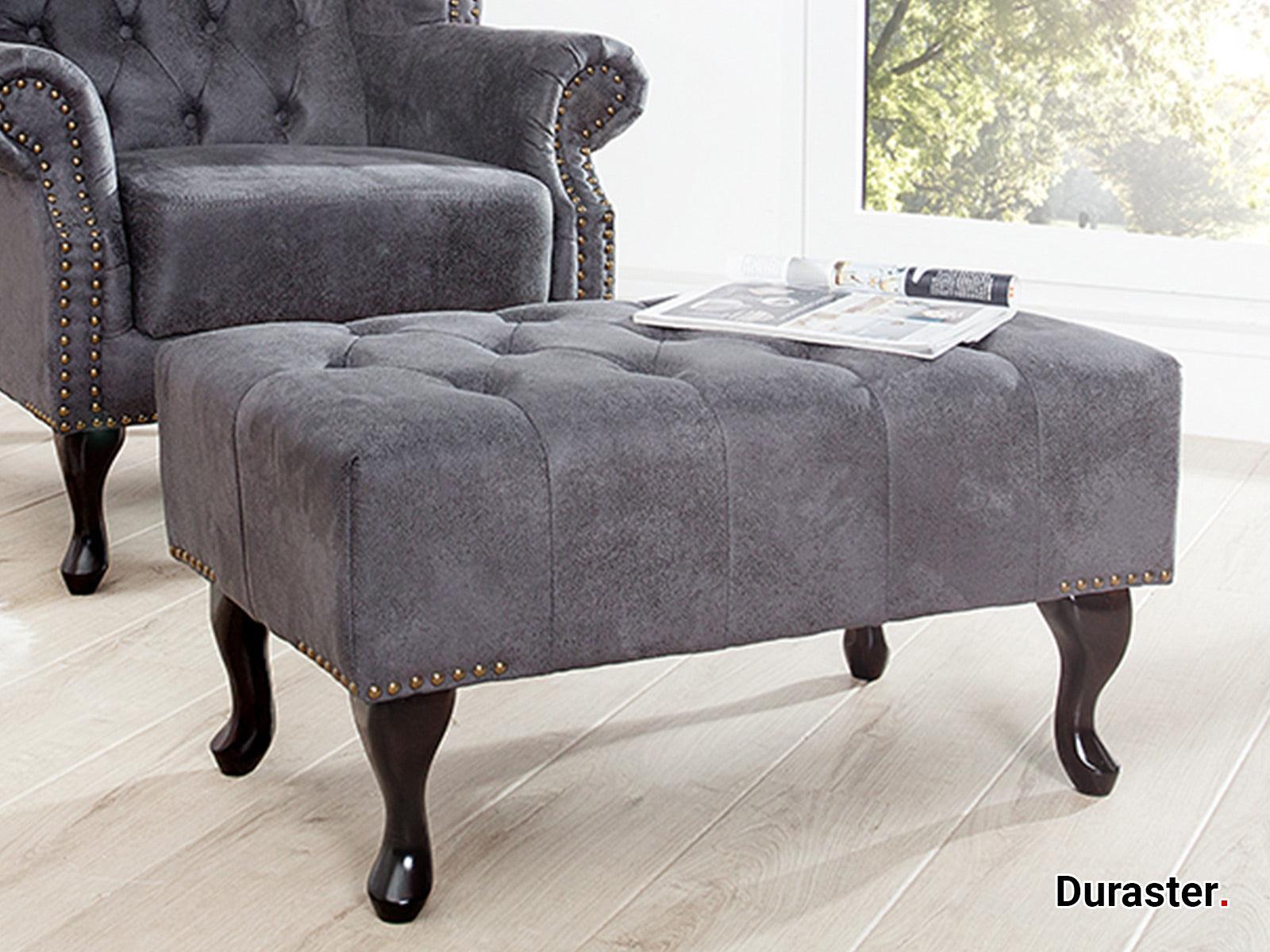 Norwich Chesterfield Antique Gray Ottoman #39 - Duraster