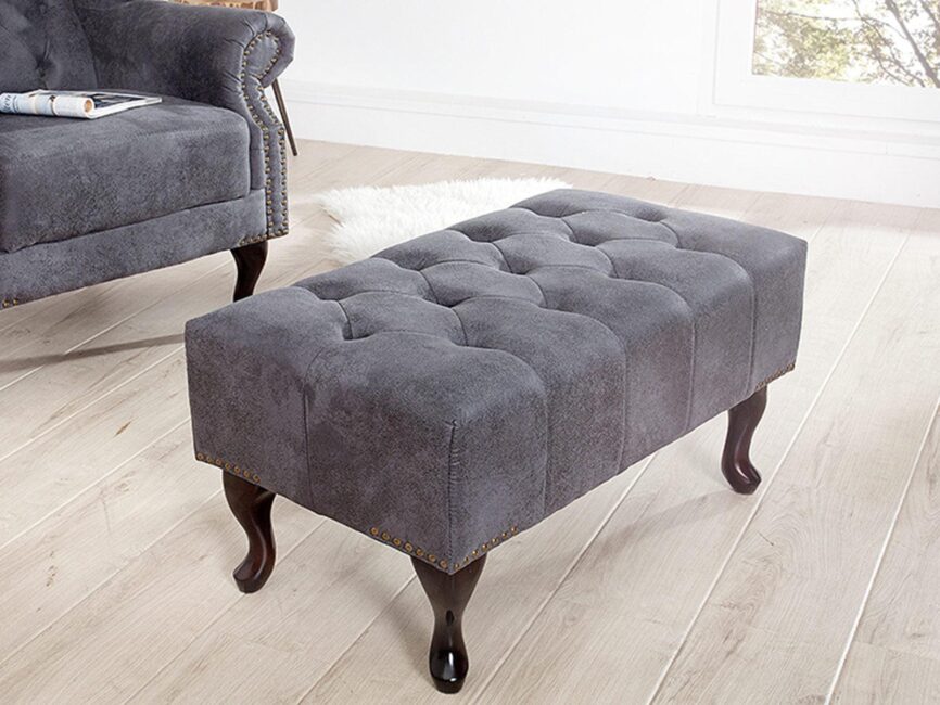 Norwich Chesterfield Antique Gray Ottoman #39 - Duraster
