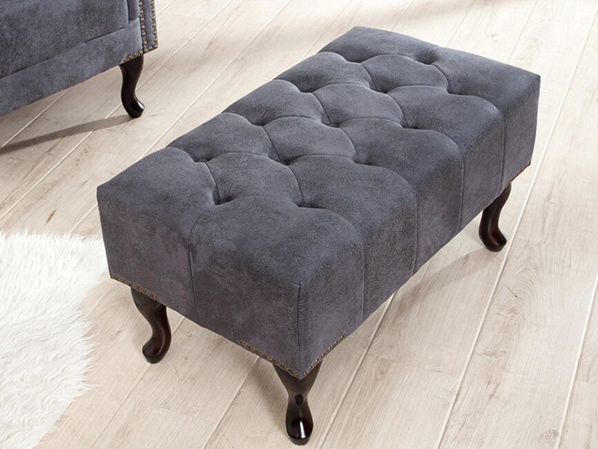 Norwich Chesterfield Antique Gray Ottoman #39 - Duraster