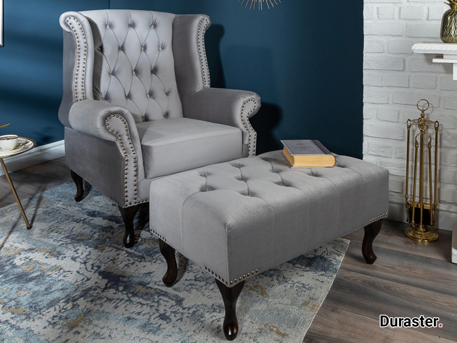 Norwich Chesterfield Premium Fabric Ottoman #41 - Duraster