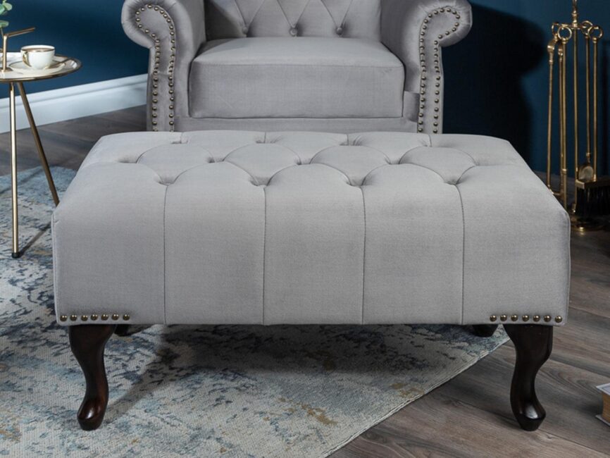 Norwich Chesterfield Premium Fabric Ottoman #41 - Duraster