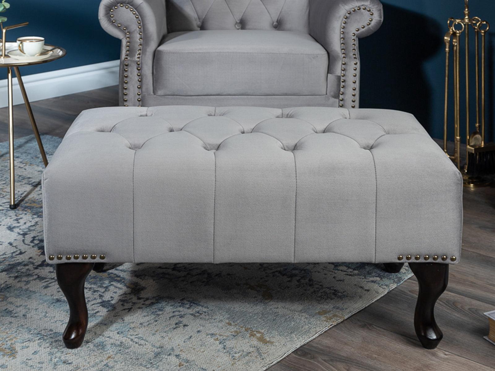 Norwich Chesterfield Premium Fabric Ottoman #41 - Duraster