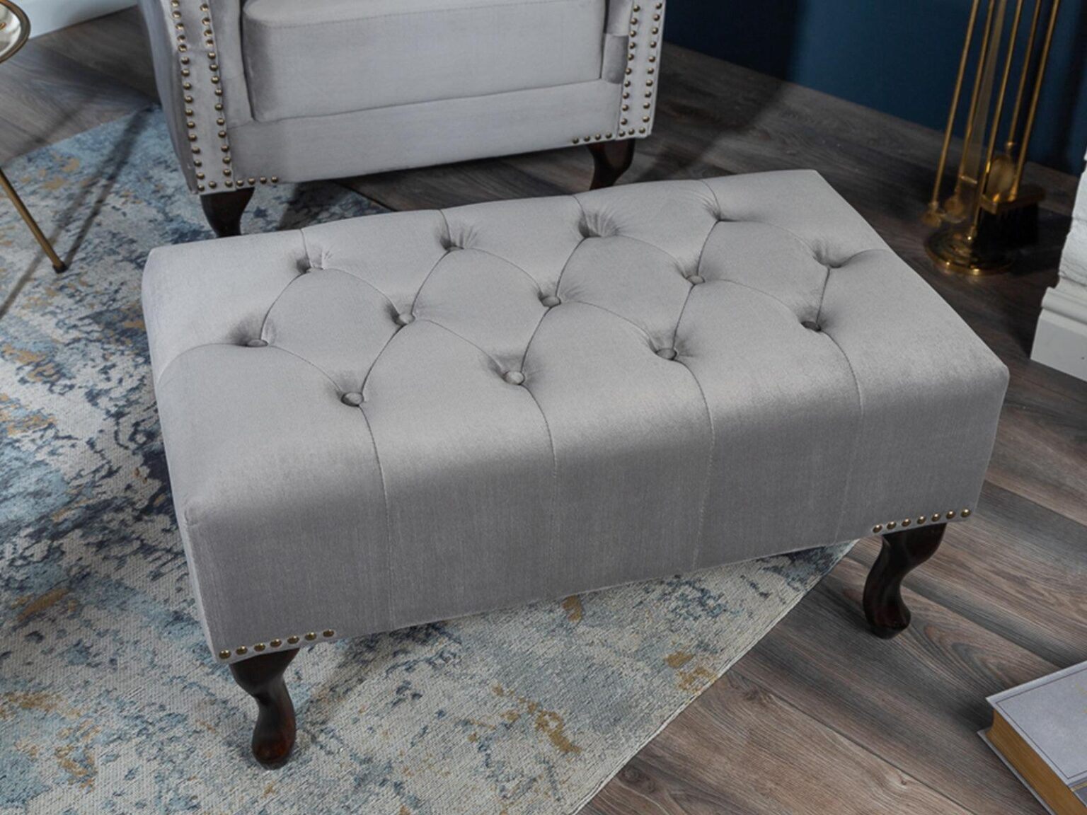 Norwich Chesterfield Premium Fabric Ottoman #41 - Duraster
