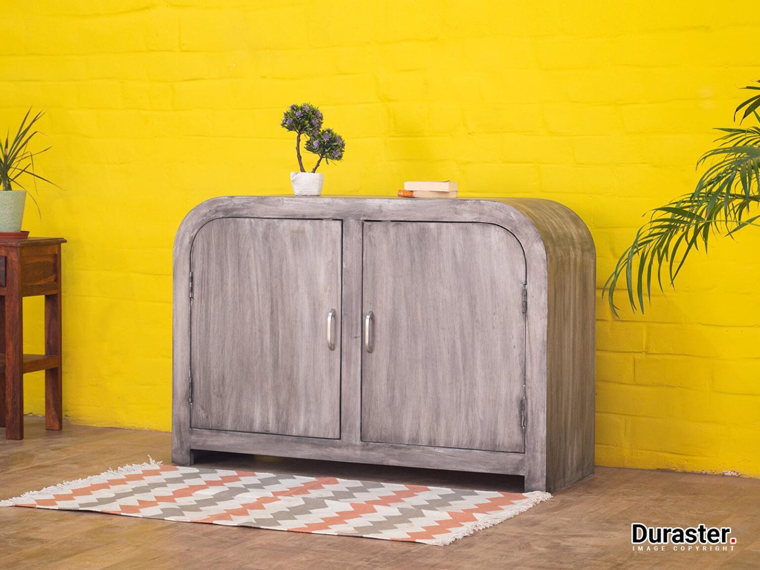 Cloudy Gray Modern Acacia Sideboard Cabinet - Duraster