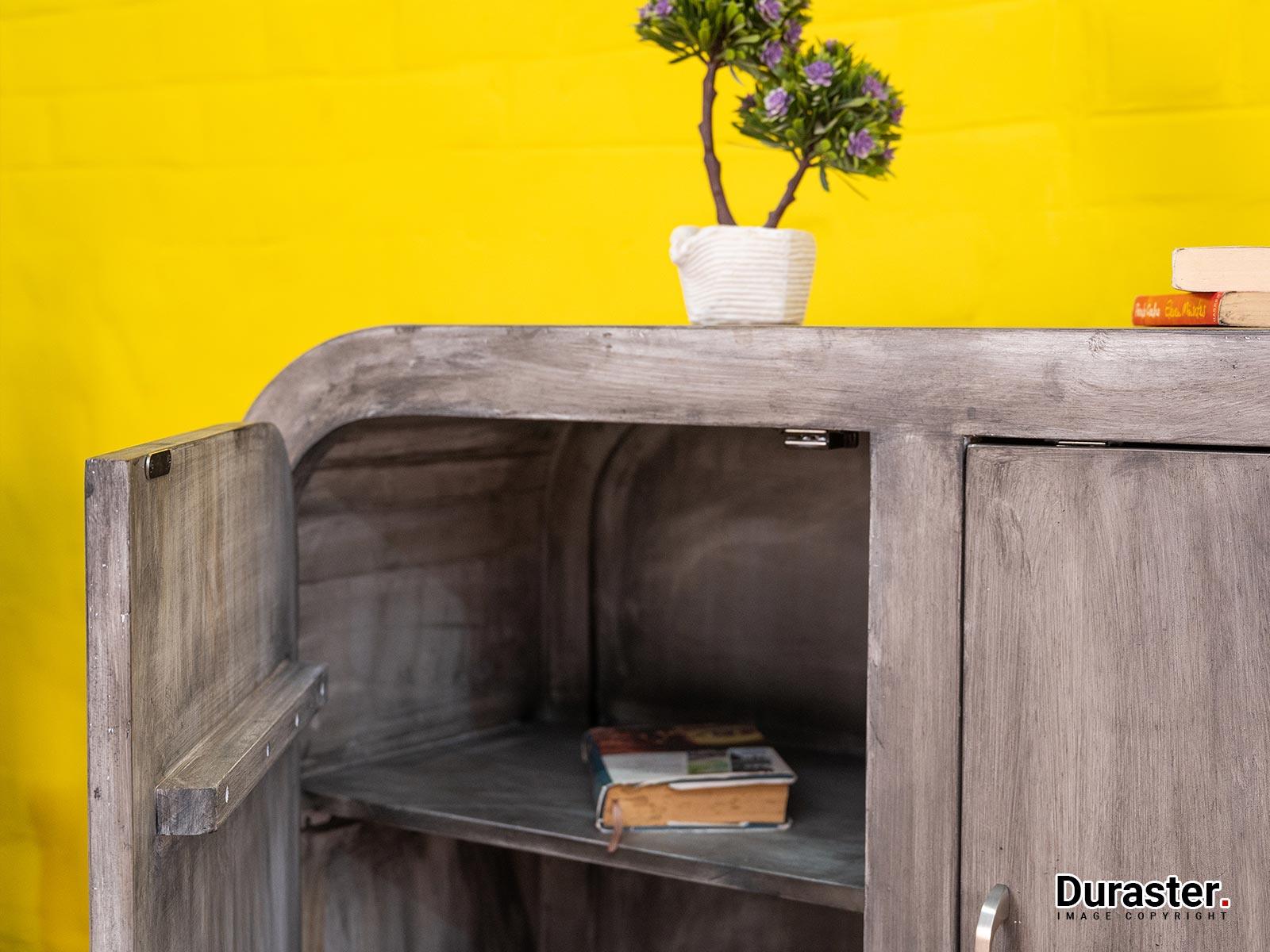 Cloudy Gray Modern Acacia Sideboard Cabinet - Duraster
