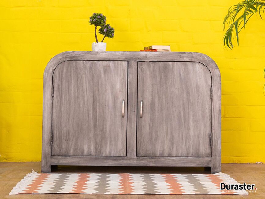 Cloudy Gray Modern Acacia Sideboard Cabinet - Duraster