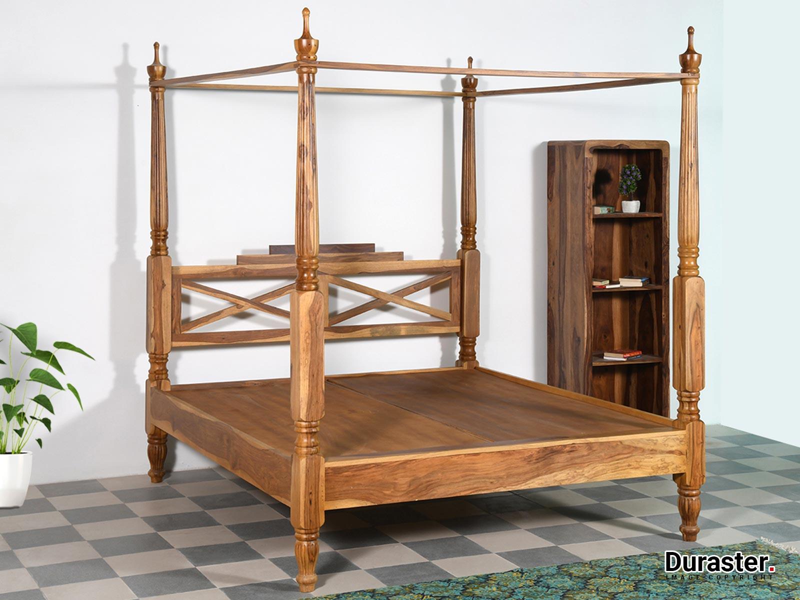 Vismit Sheesham Modern Canopy 4 Poster Bed #3 - Duraster