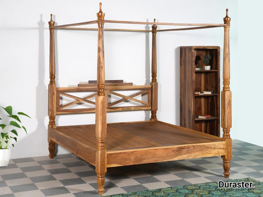 Vismit Sheesham Modern Canopy 4 Poster Bed #3 - Duraster