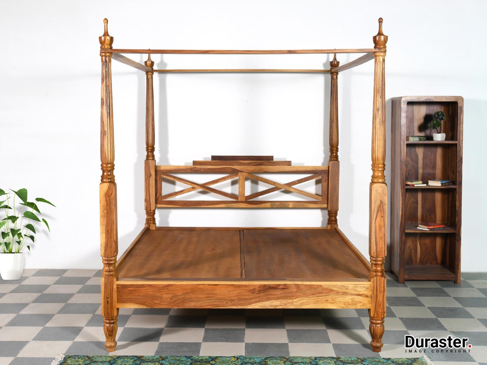 Vismit Sheesham Modern Canopy 4 Poster Bed #3 - Duraster