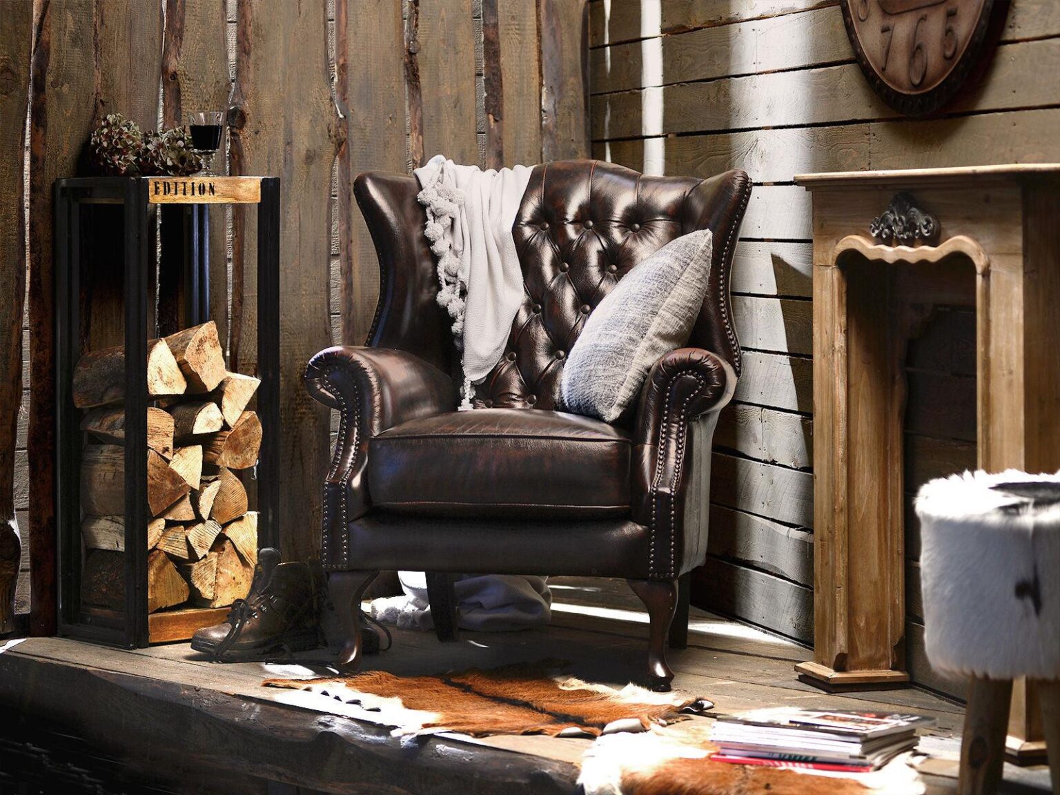 Norwich Colonial Brown Chesterfield Wing Chair #16 - Duraster