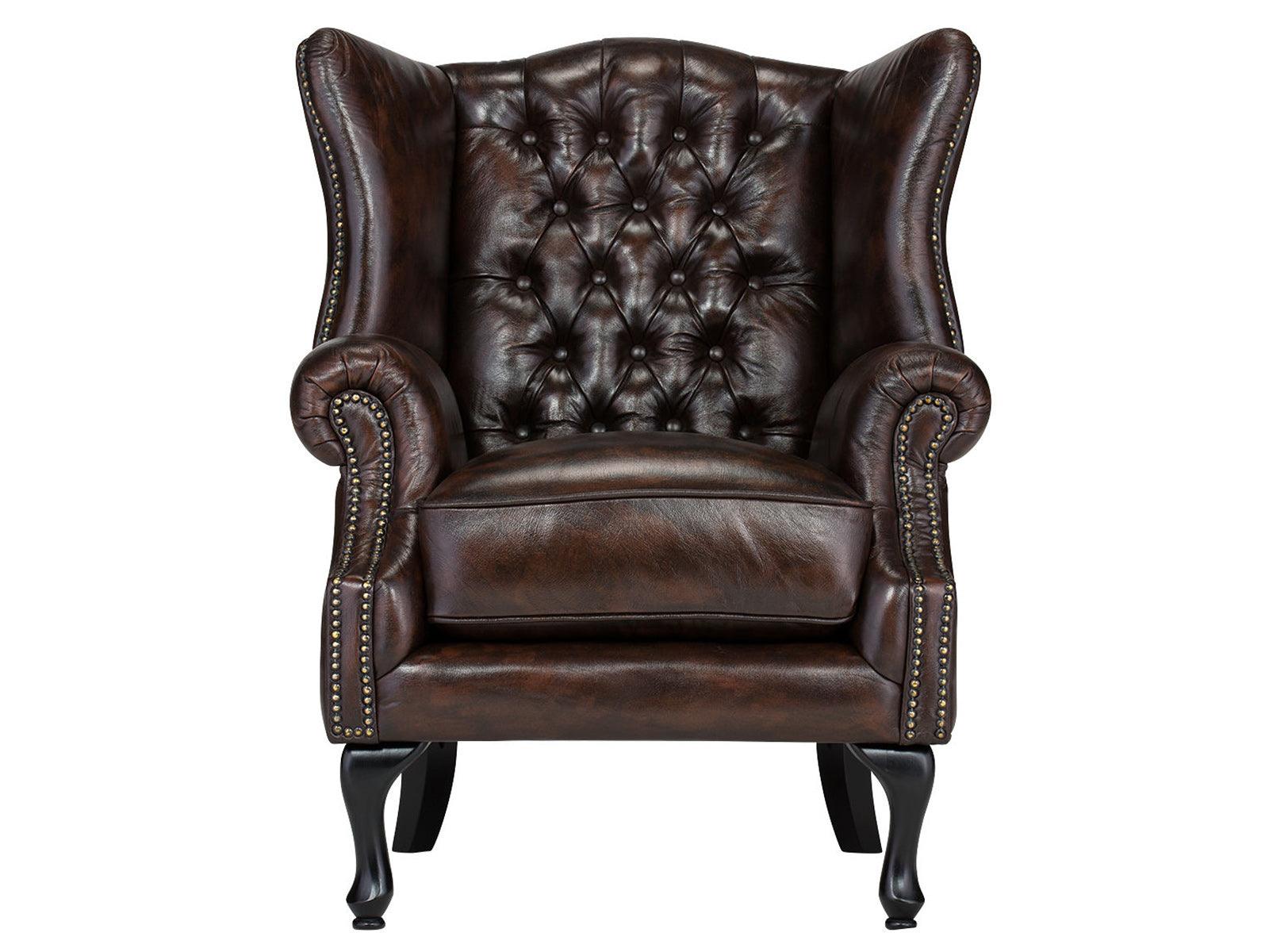 Norwich Colonial Brown Chesterfield Wing Chair #16 - Duraster