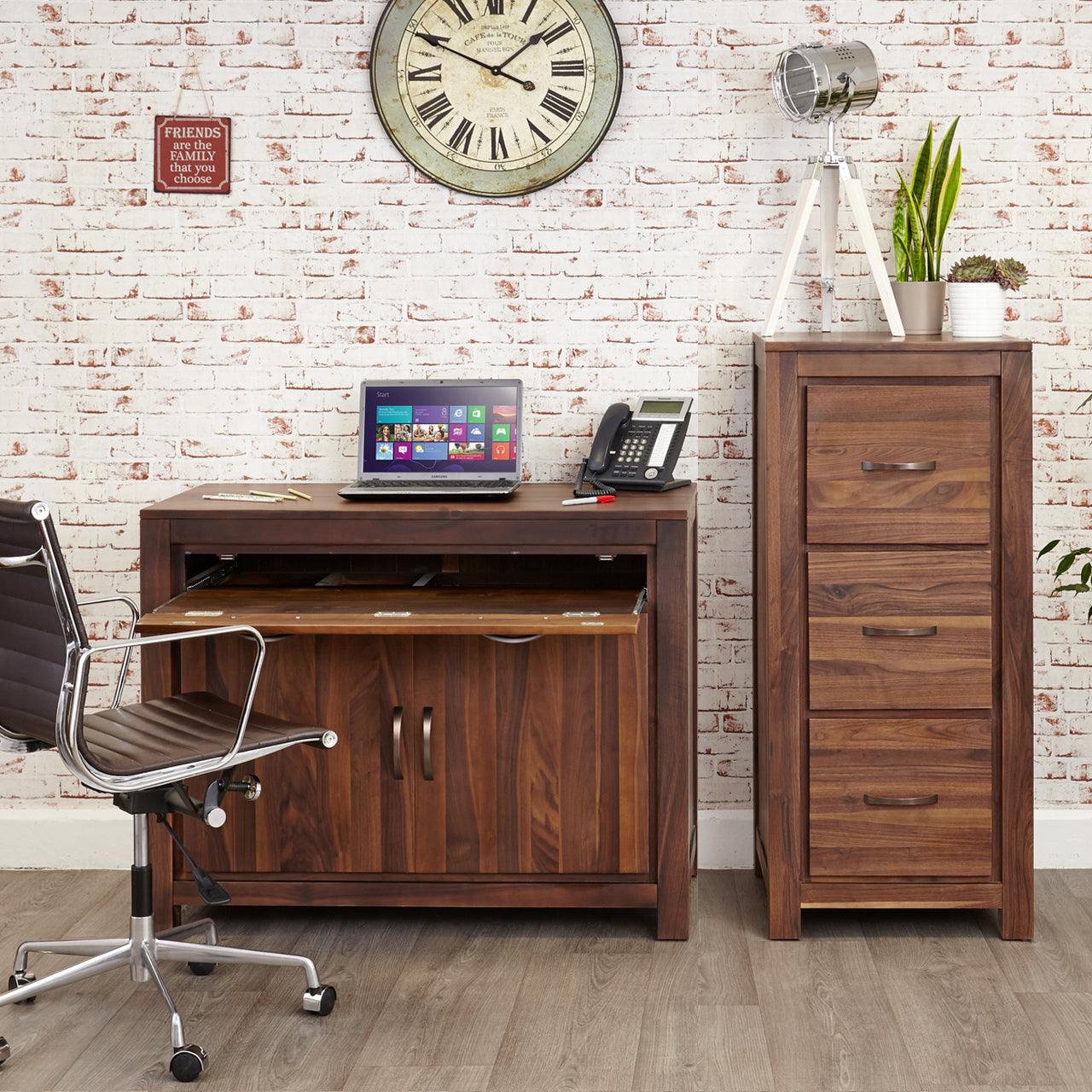 Marwar Sheesham Wood Walnut Home Office Table cum Sideboard Cabinet #2 - Duraster