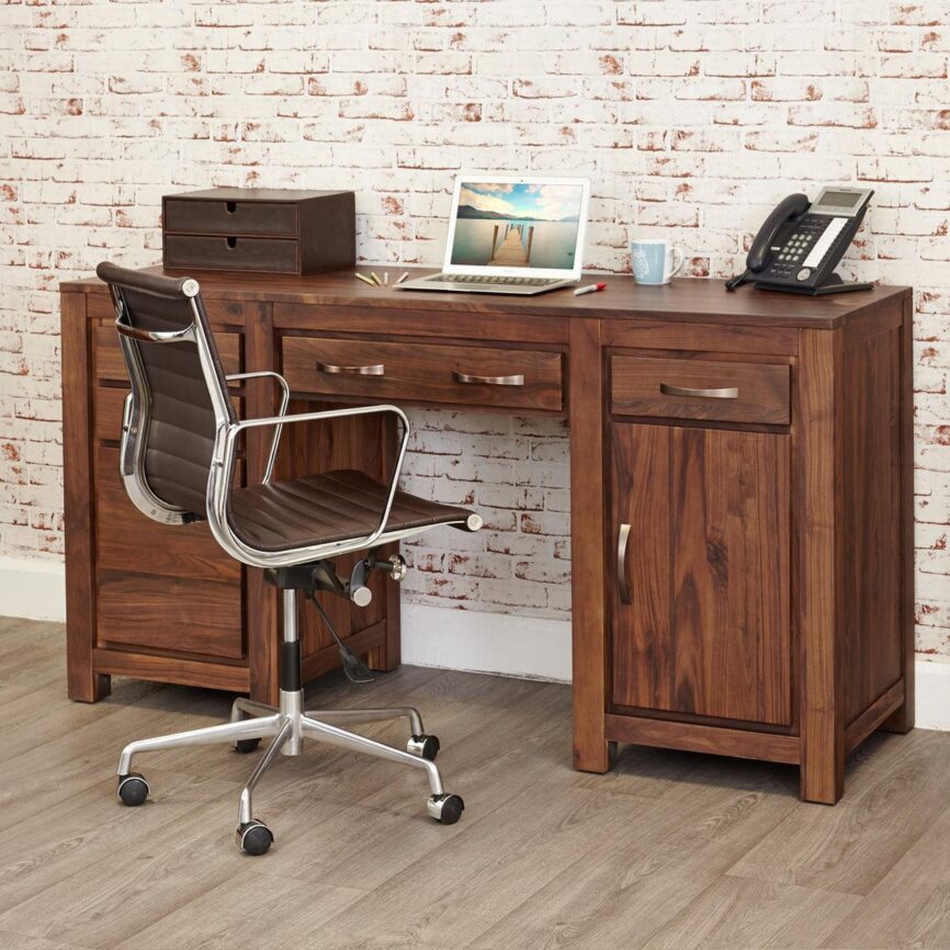 Marwar Sheesham Wood Walnut Computer Desk - Duraster