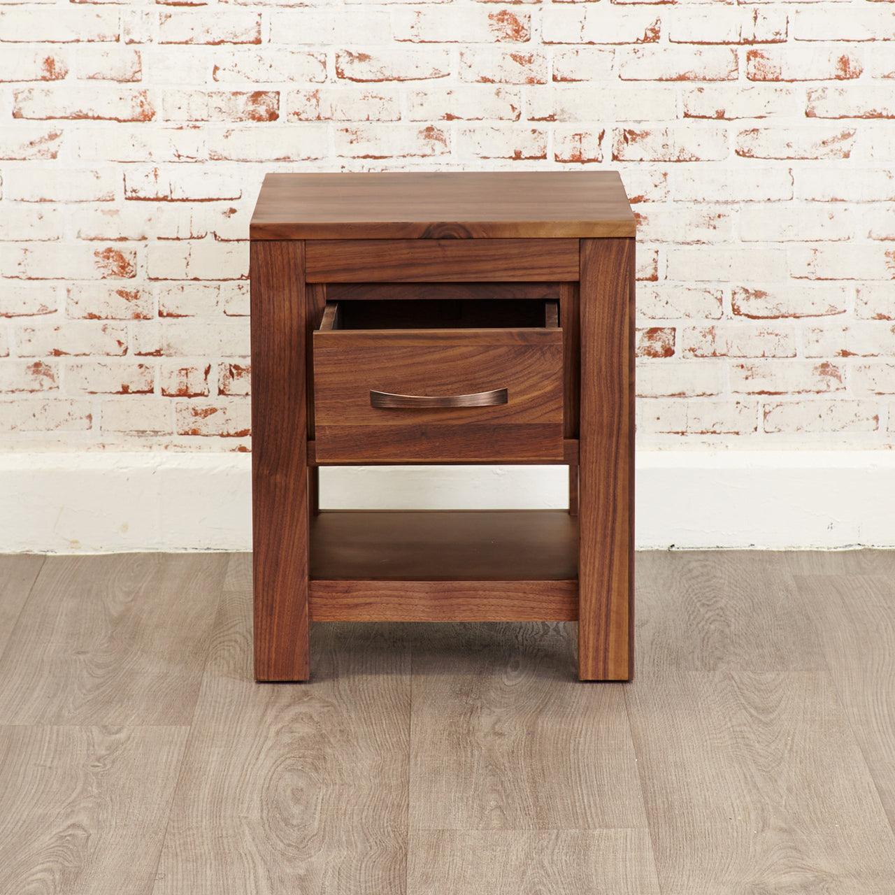 Marwar Sheesham Wood Walnut One Drawer Lamp Table Cum Bed - Duraster