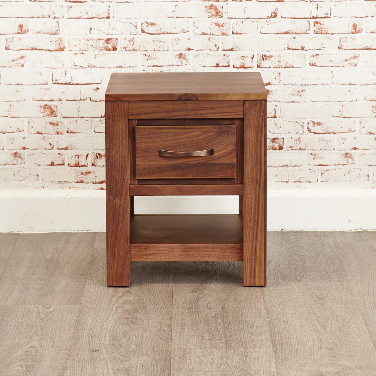 Marwar Sheesham Wood Walnut One Drawer Lamp Table Cum Bed - Duraster