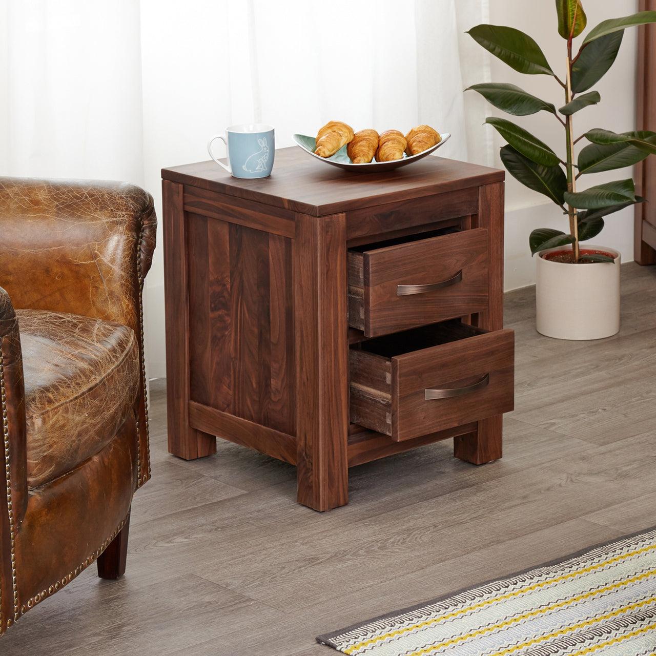 Marwar Sheesham Wood Walnut Office Document Cabinet Lamp Table #2 - Duraster