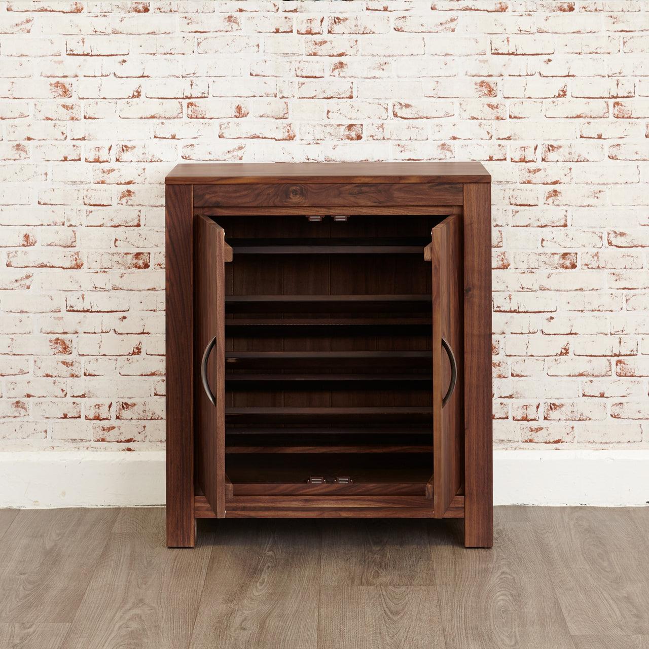 Marwar Sheesham Wood Walnut Shoe Rack Cabinet #3 - Duraster