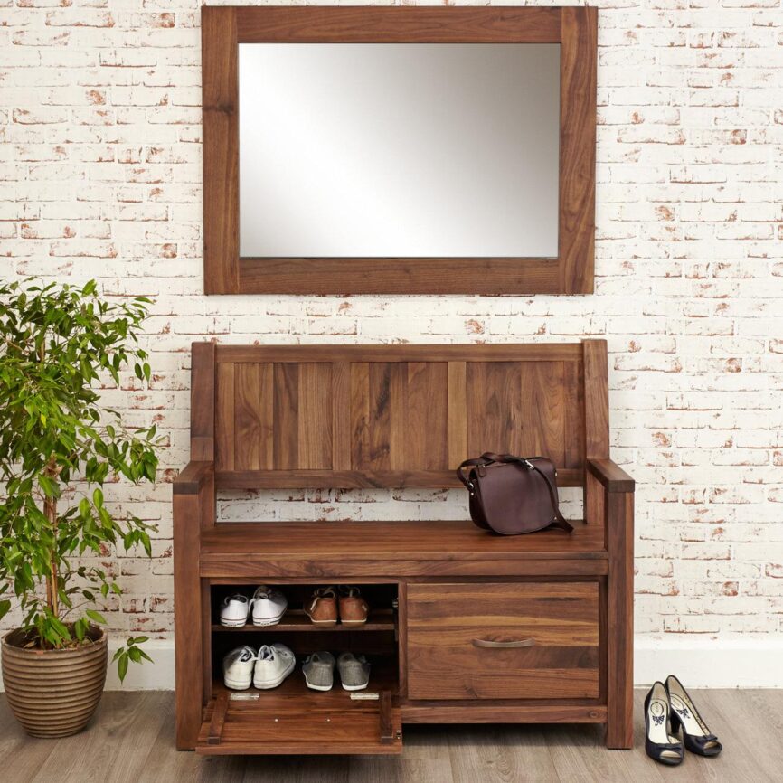 Marwar Sheesham Wood Walnut Shoerack cum Bench #2 - Duraster