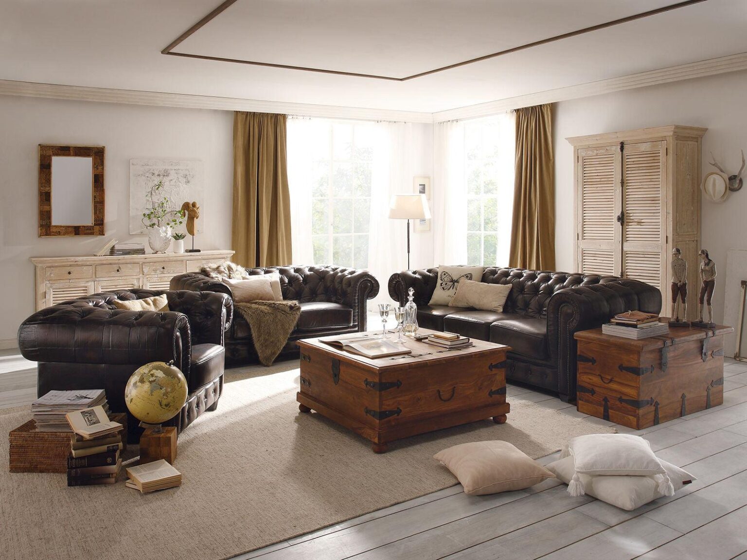Norwich  Traditional  Chesterfield  Set of 3 Sofas #4 - Duraster