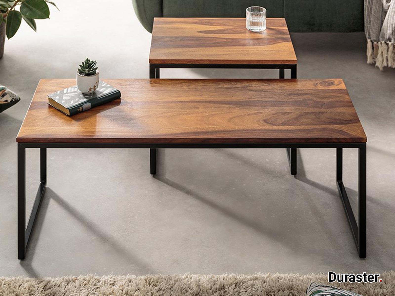 Elementary Stylish Sheesham wood Set of 2 Coffee Table with Black Iron Frame #16 - Duraster